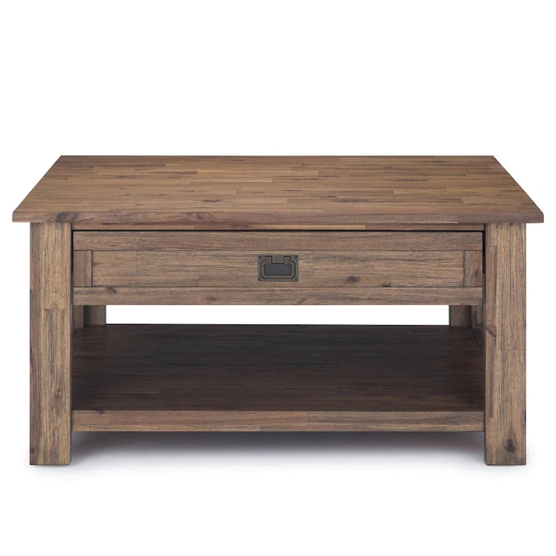 WYNDENHALL Garret Table Basse Carrée Rustique en Bois d'Acacia Massif de 38 po de Large - 38 L x 38 P x 19 H