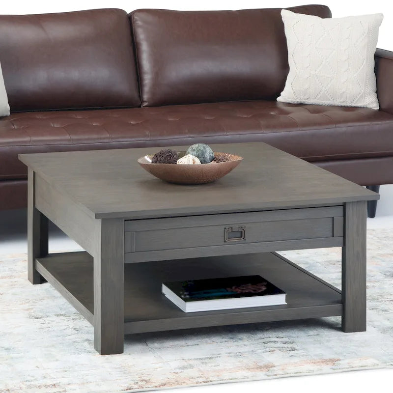 WYNDENHALL Garret Table Basse Carrée Rustique en Bois d'Acacia Massif de 38 po de Large - 38 L x 38 P x 19 H