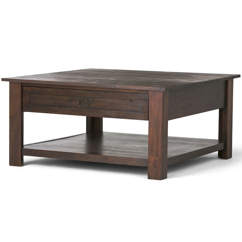 WYNDENHALL Garret Table Basse Carrée Rustique en Bois d'Acacia Massif de 38 po de Large - 38 L x 38 P x 19 H