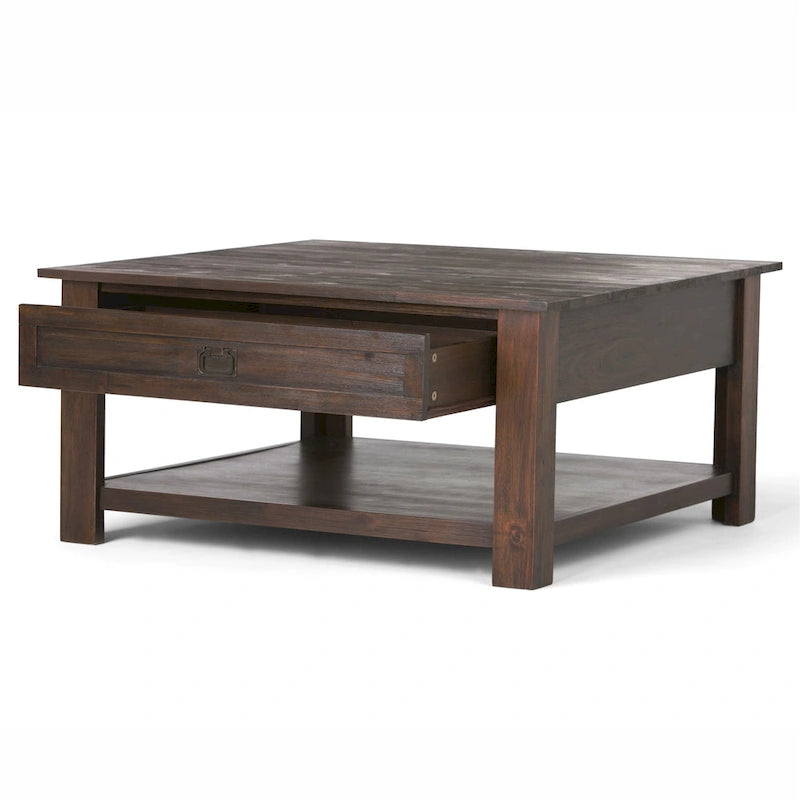 WYNDENHALL Garret Table Basse Carrée Rustique en Bois d'Acacia Massif de 38 po de Large - 38 L x 38 P x 19 H