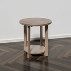 Table basse de ferme COZAYH avec étagère de rangement, Table d'appoint ronde rustique avec magnifique motif radial, Table d'appoint