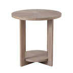 Table basse de ferme COZAYH avec étagère de rangement, Table d'appoint ronde rustique avec magnifique motif radial, Table d'appoint
