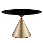 Table à manger ronde moderne avec piètement en métal doré