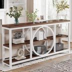 Console extra longue de 180 cm avec 3 étagères de rangement en bois