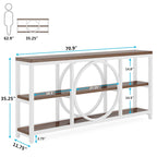Console extra longue de 180 cm avec 3 étagères de rangement en bois
