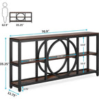 Console extra longue de 180 cm avec 3 étagères de rangement en bois