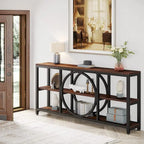Console extra longue de 180 cm avec 3 étagères de rangement en bois