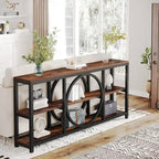 Console extra longue de 180 cm avec 3 étagères de rangement en bois
