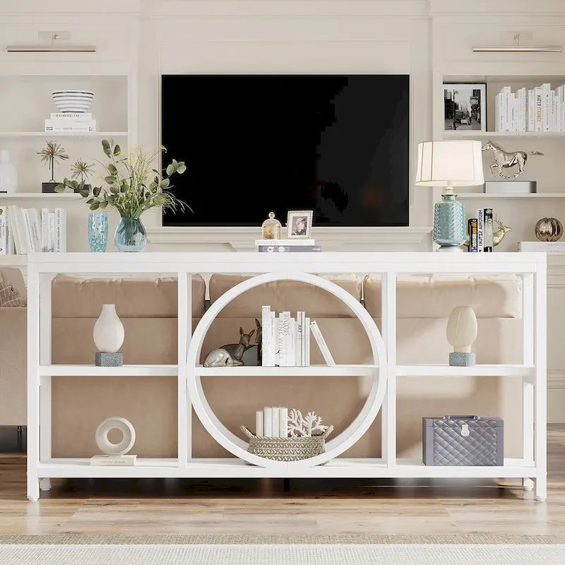 Console extra longue de 180 cm avec 3 étagères de rangement en bois