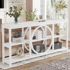 Console extra longue de 180 cm avec 3 étagères de rangement en bois