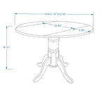 Table à manger avec piètement double à abattants, 42 po.
