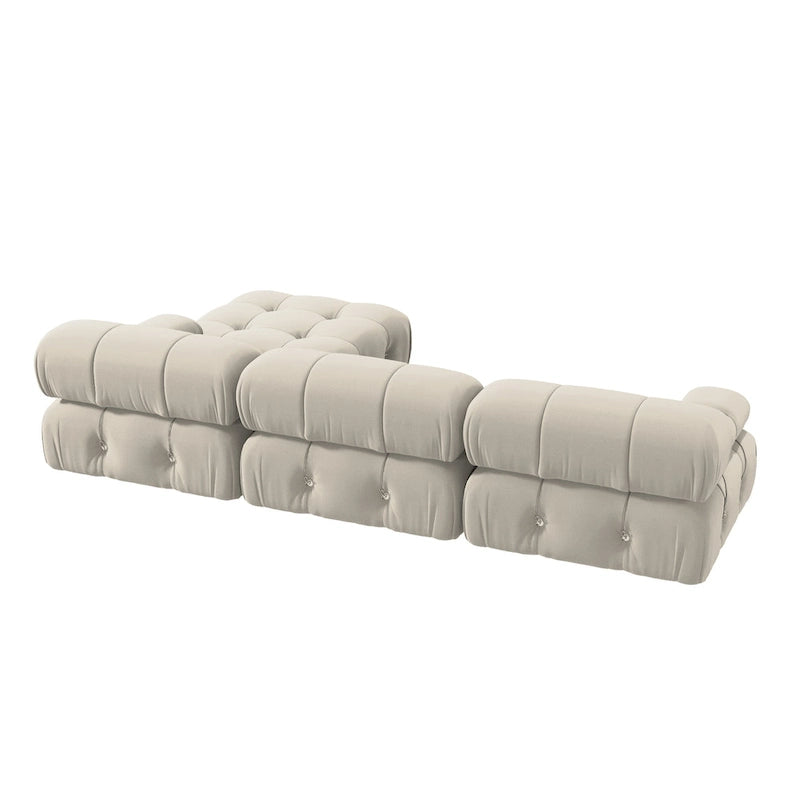 Grand canapé d'angle modulaire moderne en velours