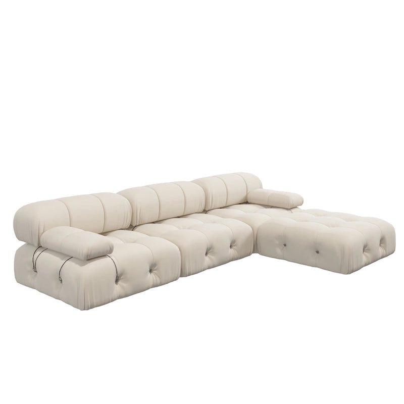 Grand canapé d'angle modulaire moderne en velours