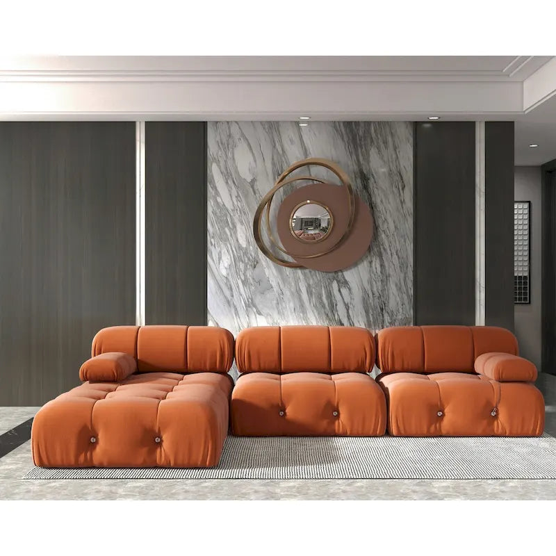 Grand canapé d'angle modulaire moderne en velours