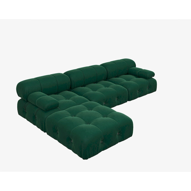 Grand canapé d'angle modulaire moderne en velours
