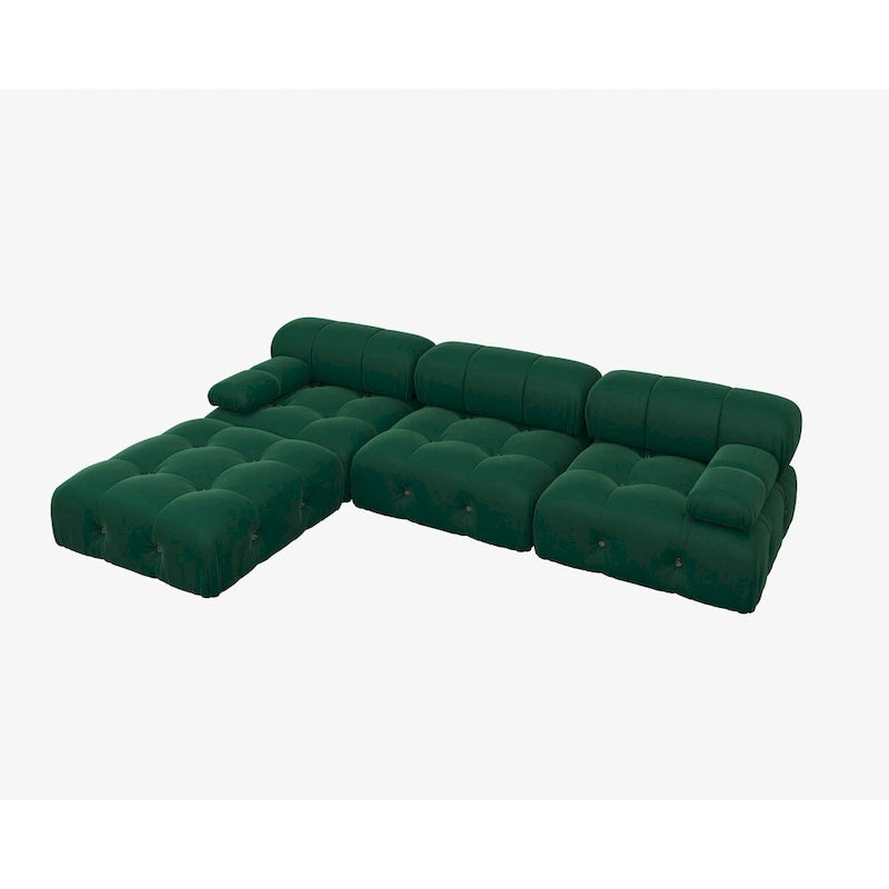 Grand canapé d'angle modulaire moderne en velours