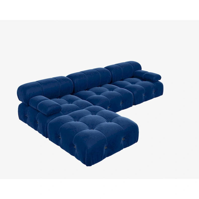 Grand canapé d'angle modulaire moderne en velours