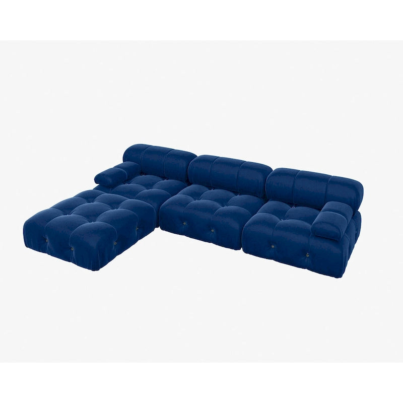 Grand canapé d'angle modulaire moderne en velours