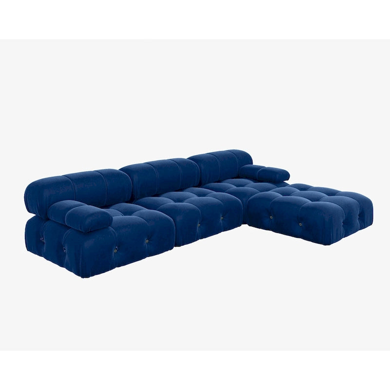 Grand canapé d'angle modulaire moderne en velours