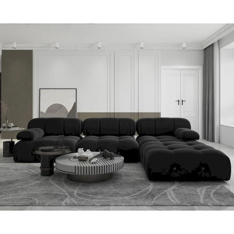 Grand canapé d'angle modulaire moderne en velours