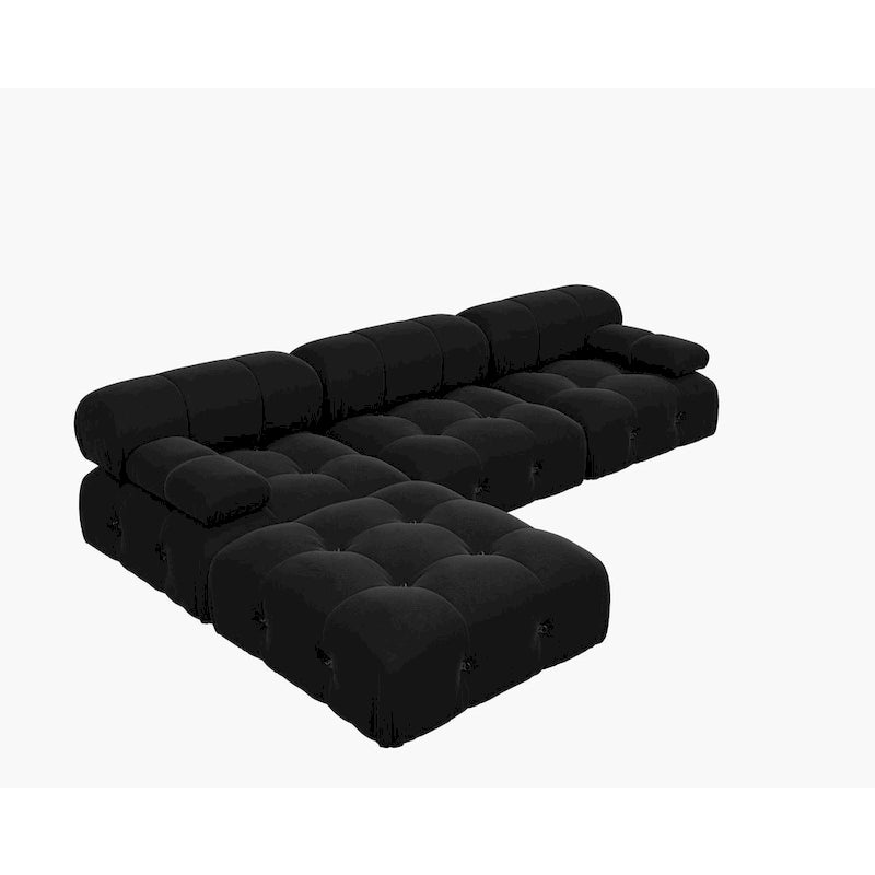 Grand canapé d'angle modulaire moderne en velours