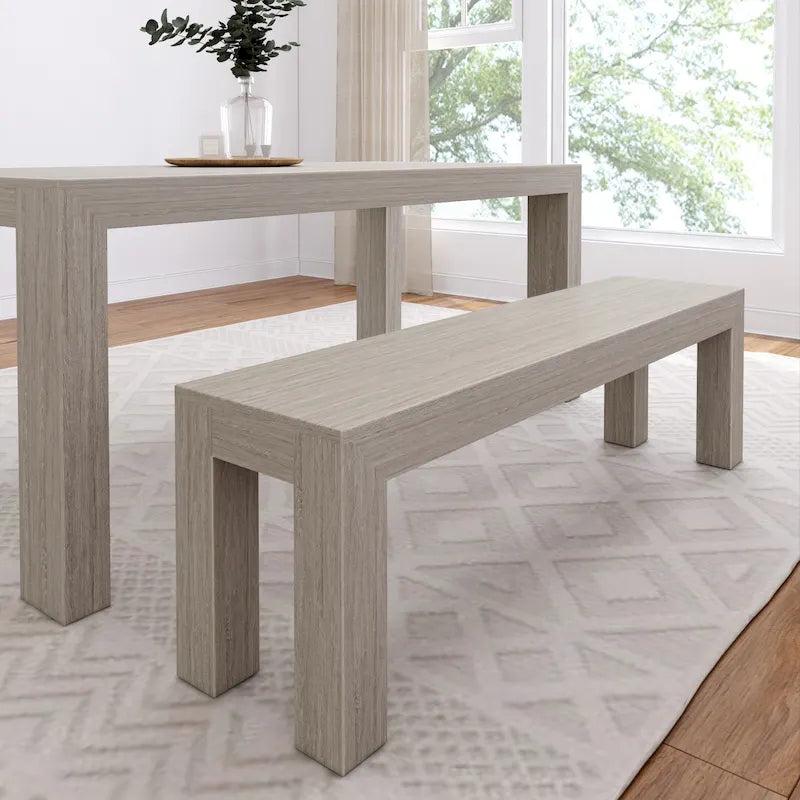 Banc de salle à manger moderne en bois massif à chevrons et poutres - 61