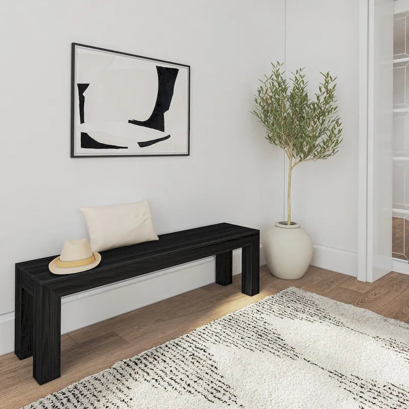 Banc de salle à manger moderne en bois massif à chevrons et poutres - 61