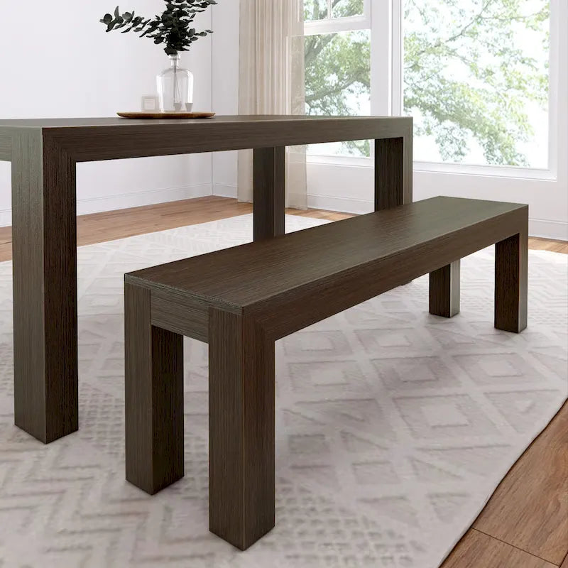 Banc de salle à manger moderne en bois massif à chevrons et poutres - 61