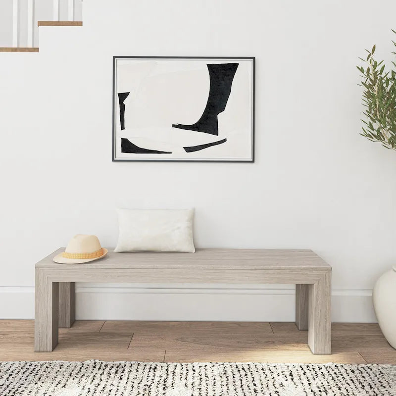 Banc de salle à manger moderne en bois massif à chevrons et poutres - 61
