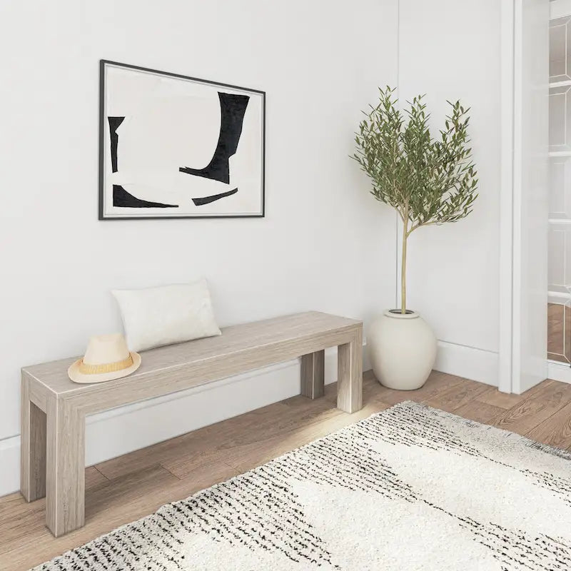 Banc de salle à manger moderne en bois massif à chevrons et poutres - 61