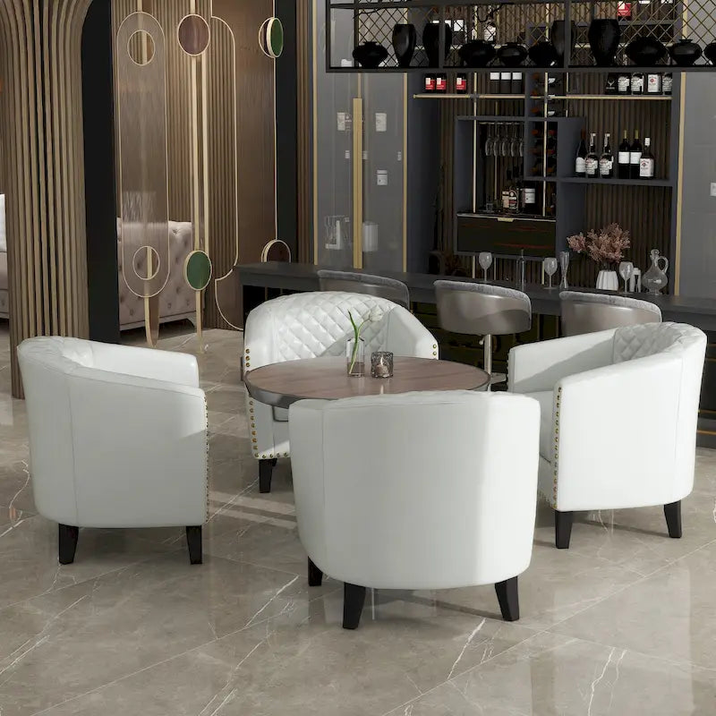 Fauteuil d'appoint moderne Axia 4 avec dossier en similicuir et pieds en bois