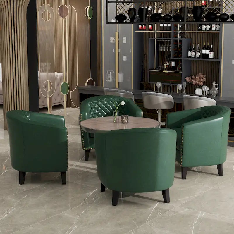 Fauteuil d'appoint moderne Axia 4 avec dossier en similicuir et pieds en bois