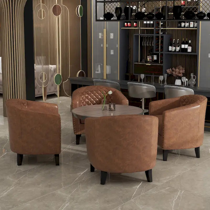 Fauteuil d'appoint moderne Axia 4 avec dossier en similicuir et pieds en bois