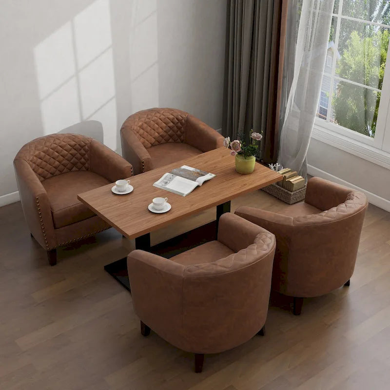 Fauteuil d'appoint moderne Axia 4 avec dossier en similicuir et pieds en bois