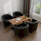 Fauteuil d'appoint moderne Axia 4 avec dossier en similicuir et pieds en bois