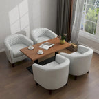 Fauteuil d'appoint moderne Axia 4 avec dossier en similicuir et pieds en bois