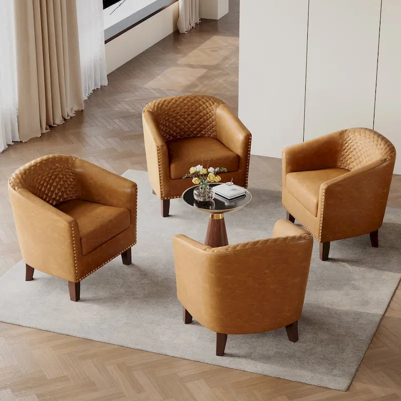 Fauteuil d'appoint moderne Axia 4 avec dossier en similicuir et pieds en bois