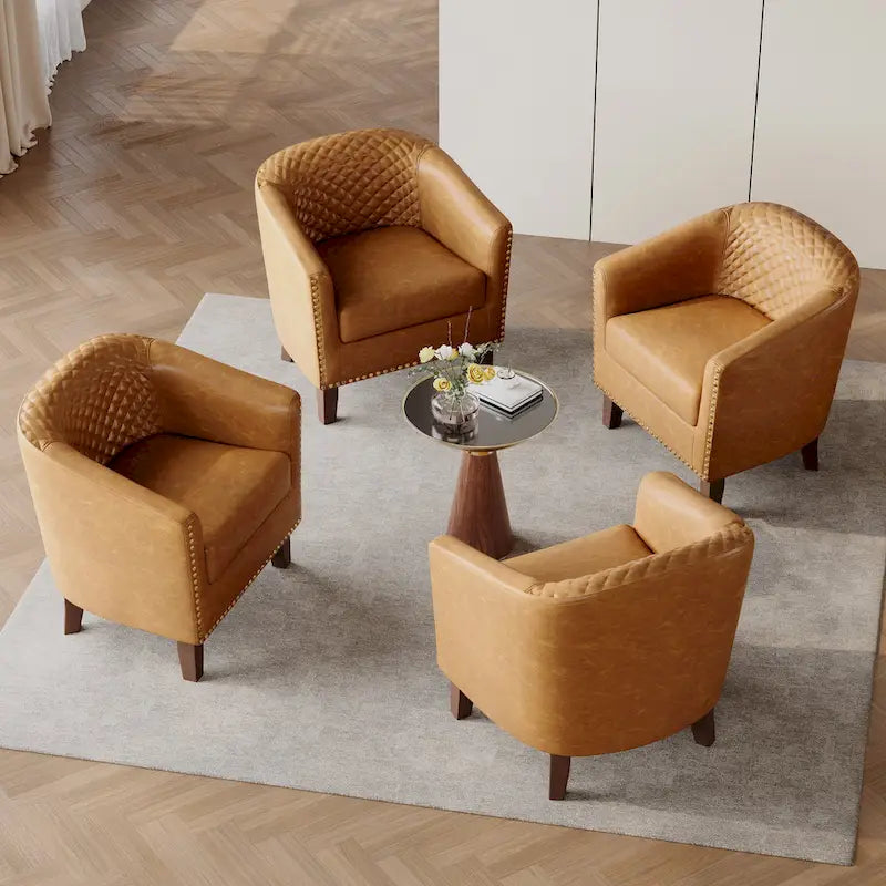 Fauteuil d'appoint moderne Axia 4 avec dossier en similicuir et pieds en bois