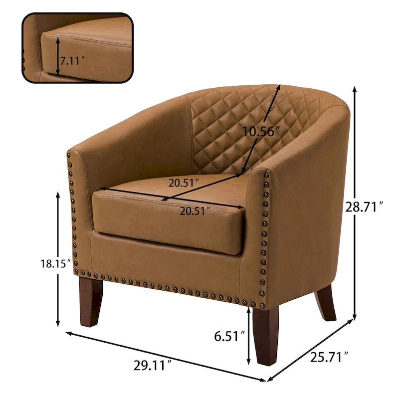Fauteuil d'appoint moderne Axia 4 avec dossier en similicuir et pieds en bois
