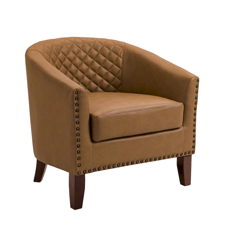 Fauteuil d'appoint moderne Axia 4 avec dossier en similicuir et pieds en bois
