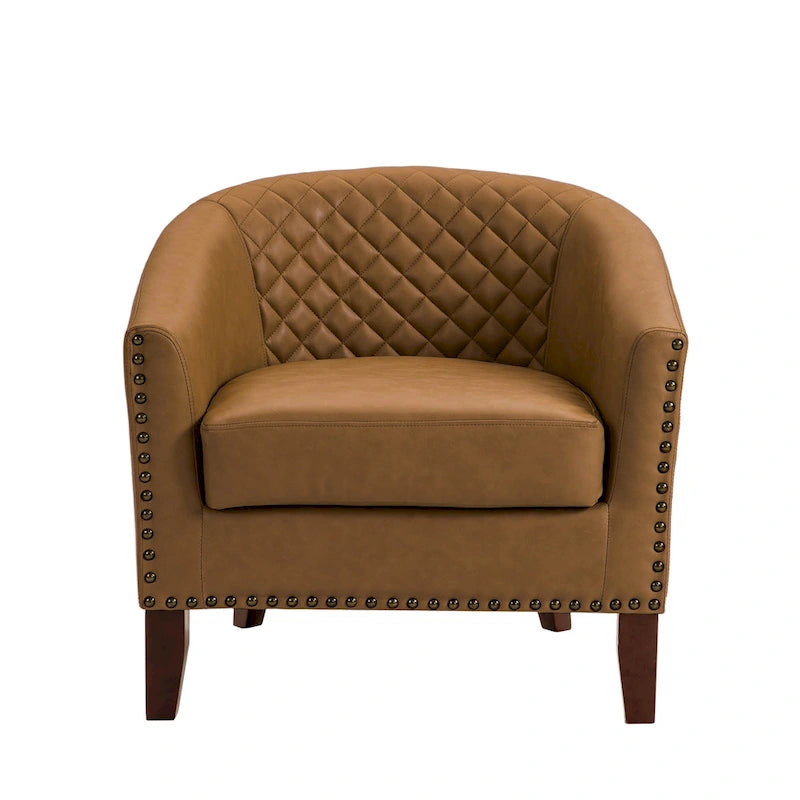 Fauteuil d'appoint moderne Axia 4 avec dossier en similicuir et pieds en bois