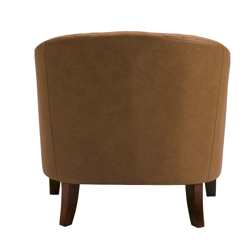 Fauteuil d'appoint moderne Axia 4 avec dossier en similicuir et pieds en bois