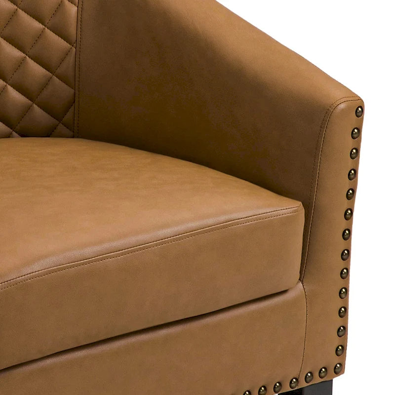 Fauteuil d'appoint moderne Axia 4 avec dossier en similicuir et pieds en bois