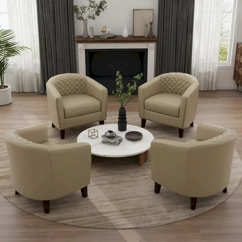Fauteuil d'appoint moderne Axia 4 avec dossier en similicuir et pieds en bois