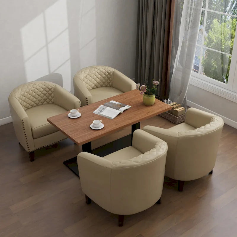 Fauteuil d'appoint moderne Axia 4 avec dossier en similicuir et pieds en bois