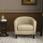Fauteuil d'appoint moderne Axia 4 avec dossier en similicuir et pieds en bois