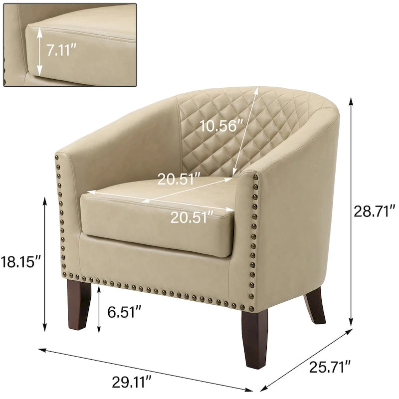 Fauteuil d'appoint moderne Axia 4 avec dossier en similicuir et pieds en bois