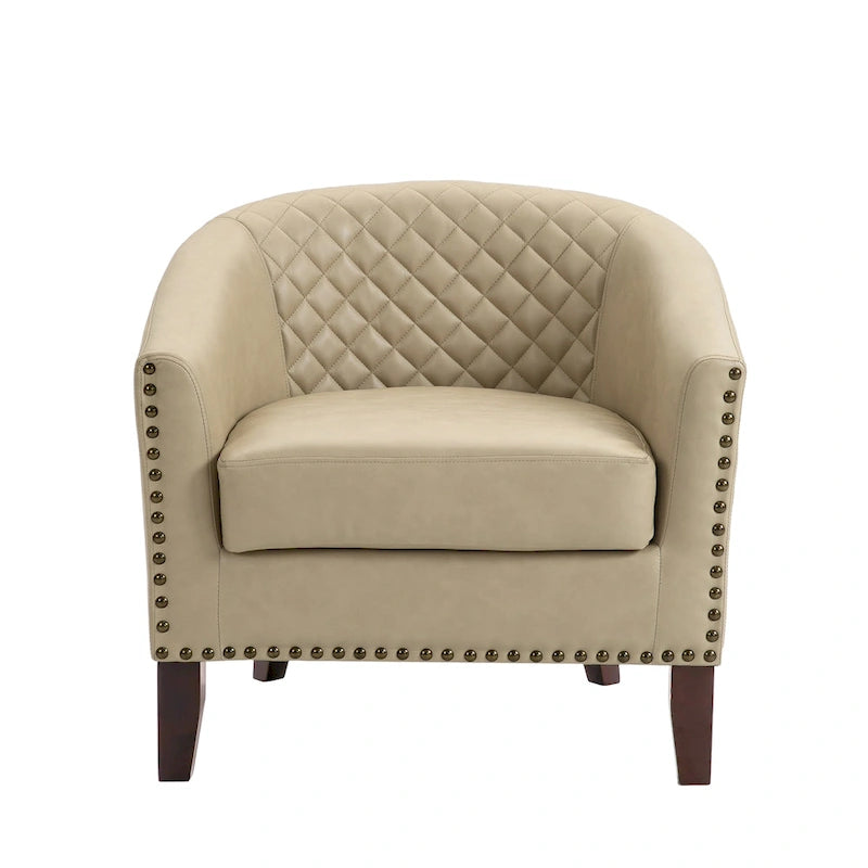 Fauteuil d'appoint moderne Axia 4 avec dossier en similicuir et pieds en bois