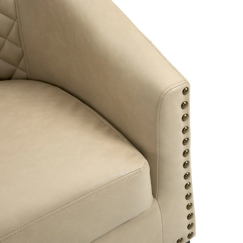 Fauteuil d'appoint moderne Axia 4 avec dossier en similicuir et pieds en bois