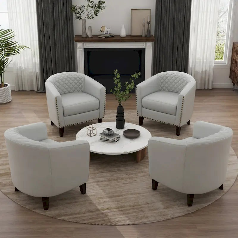 Fauteuil d'appoint moderne Axia 4 avec dossier en similicuir et pieds en bois